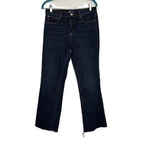 Gap Dark Wash Boot Cut Raw Hem Denim Jeans Size 6/28 Regular